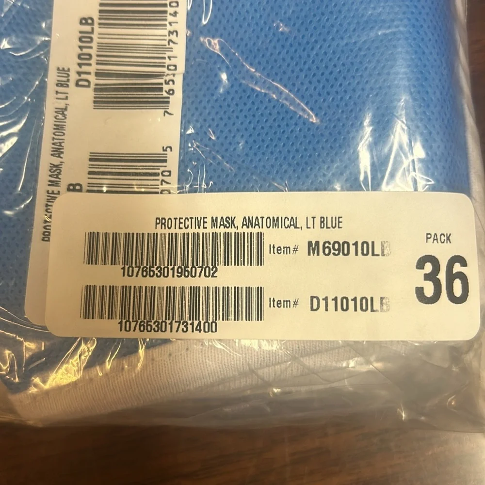 Protective Mask Blue and White Anatomical Pack of 36